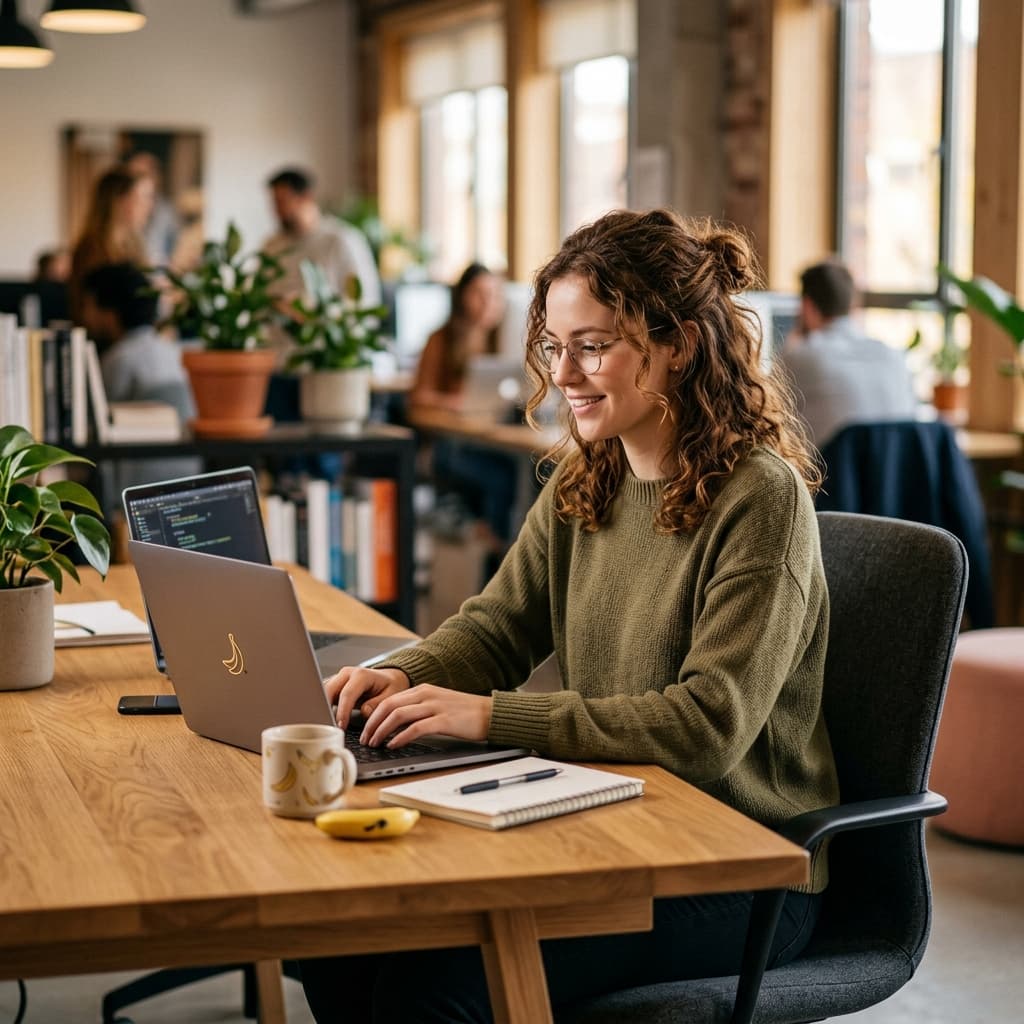 Person working at a laptop